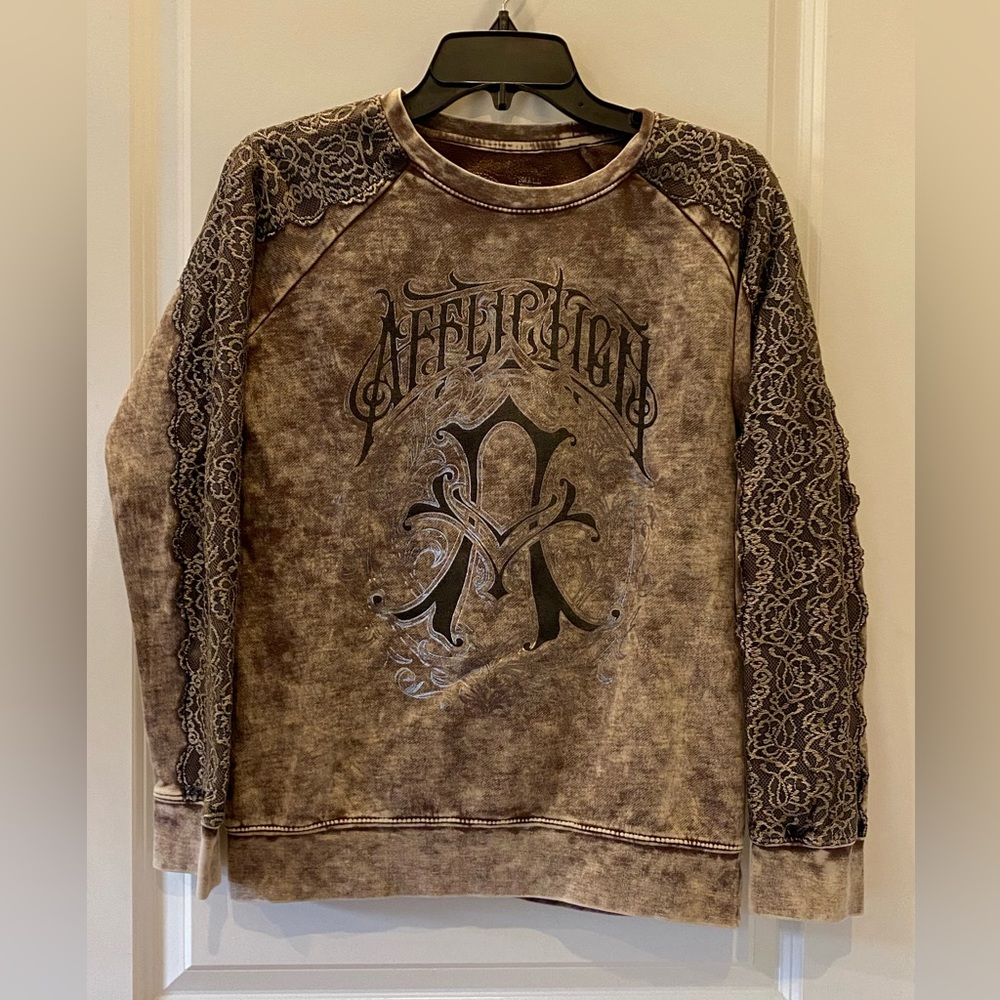 Affliction Distressed Sweatshirt Size Small‎